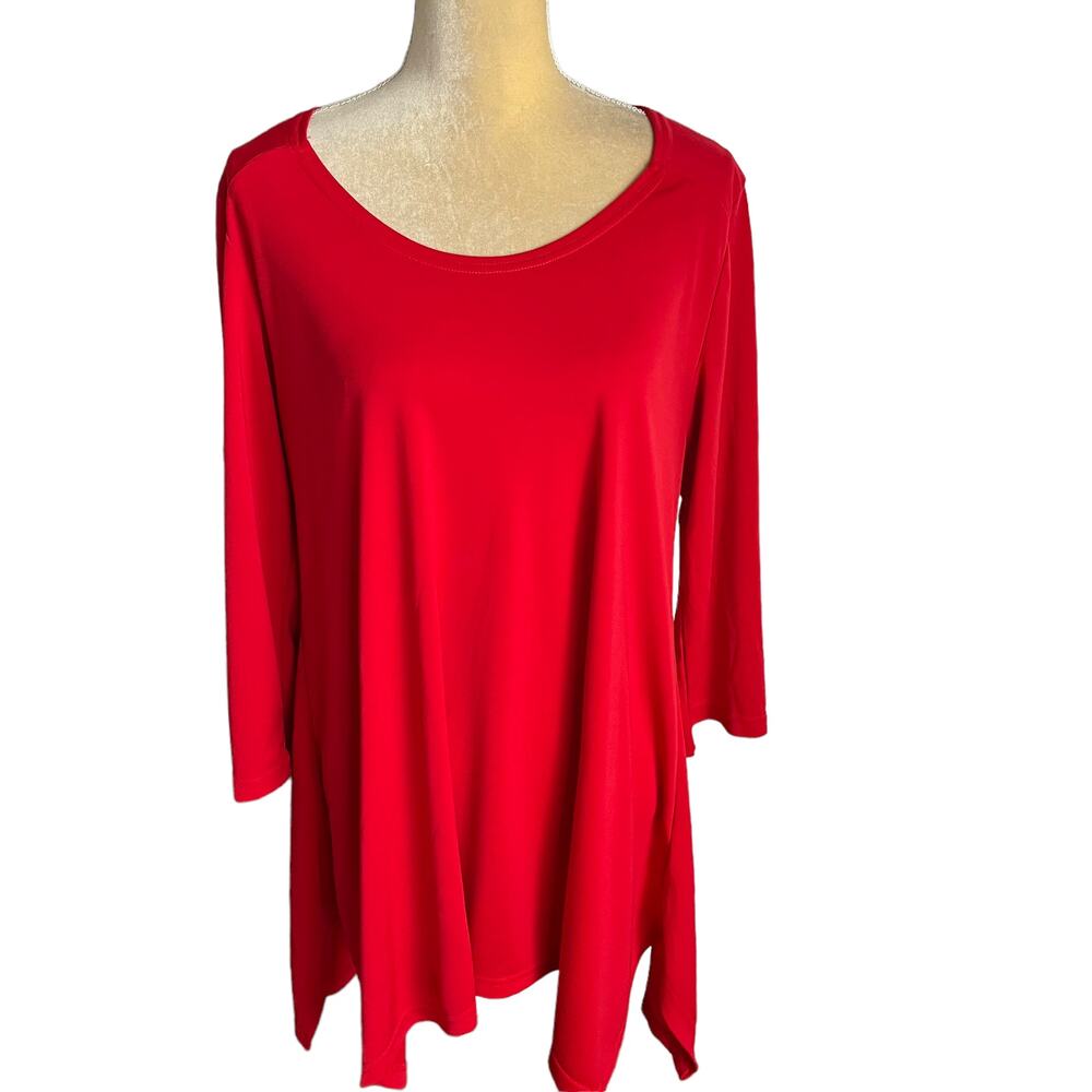 Lior Paris Red Tunic Top with Back Detail EUC Size XL